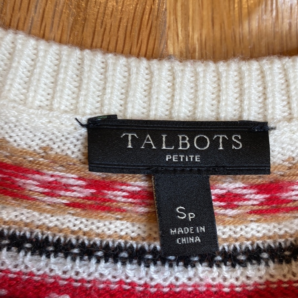 Talbots Fair Isle sweater size xsP.  Great condition lambs wool - Picture 2 of 6